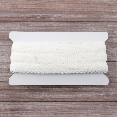 Мерсеризованное хлопковое кружево, 20 мм, белый. Арт 2095/01