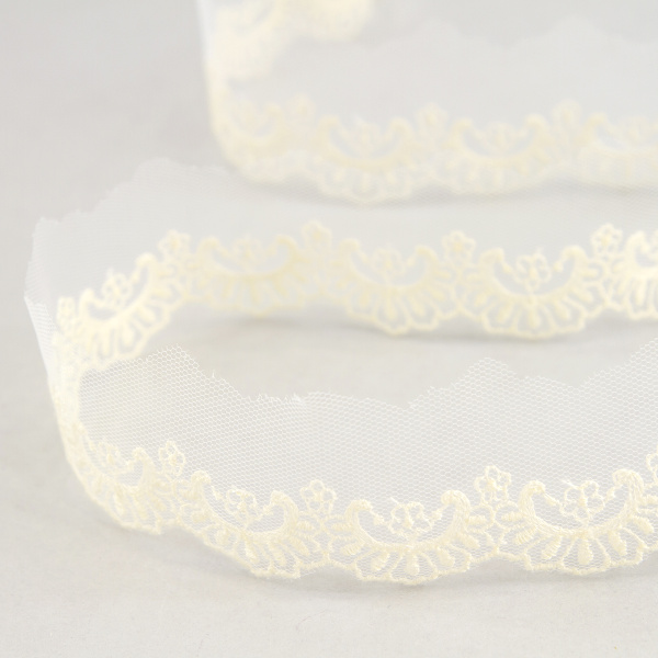 Кружево-вышивка на тюле, 22 мм, 14,6 м. Арт 41686/02