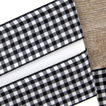 Лента с рисунком клетка SAFISA, 40 мм, 25 м, цвет 01, черный. Арт 469-40мм-01             