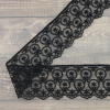 Кружево-вышивка на тюле, 63 мм, цвет черный, 100% полиэстер, 3,5 м. Арт T-1909.13