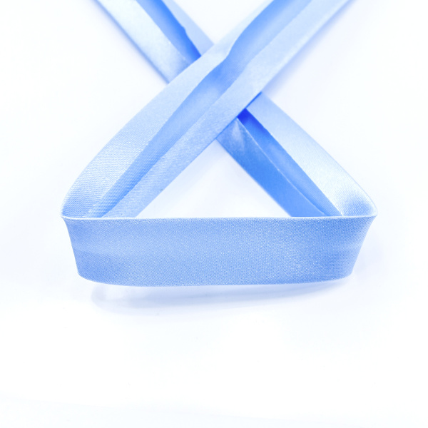 Косая бейка атласная  на блистере SAFISA, 20 мм, 2,5 м, цвет 04, светло-голубой. Арт P06260-20мм-04          