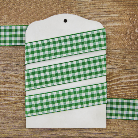 Лента с рисунком клетка SAFISA, 25 мм, 25 м, цвет 25, зеленый. Арт 469-25мм-25             