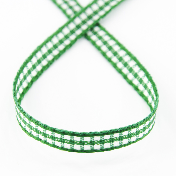 Лента с рисунком клетка SAFISA, 6 мм, 25 м, цвет 25, зеленый. Арт 466-06мм-25             