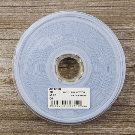 Косая бейка хлопок, 20 мм, 20 м, цвет 04, светло-голубой. Арт 6598-20мм-04