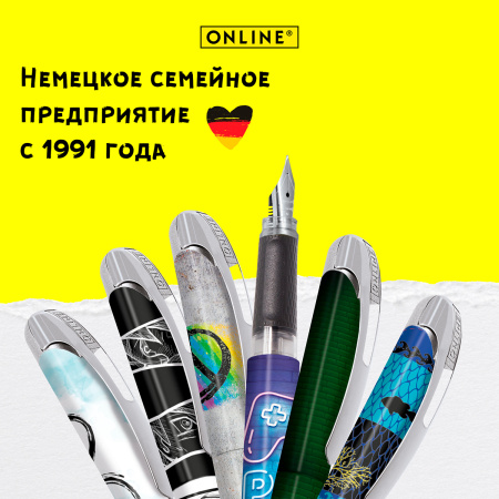 Ручка перьевая "College", с синим картриджем, размер пера M, 0.5 мм, принт "Save my World". Арт 12594/3D