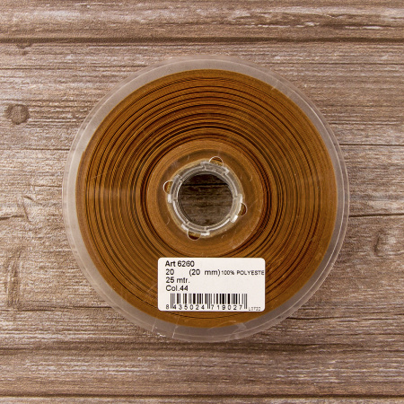 Косая бейка атласная 20 мм, 25 м, цвет 44, бронзовый. Арт 6260-20мм-44            