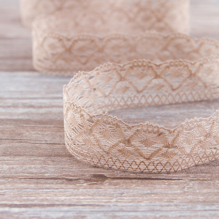 Мерсеризованное хлопковое кружево, 30 мм, цвет серо-бежевый. Арт 2025/27