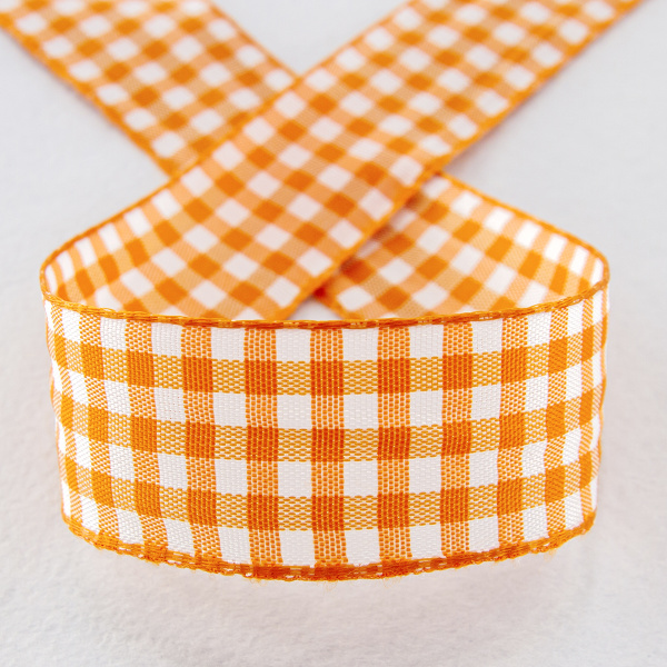 Лента с рисунком клетка SAFISA, 25 мм, 25 м, цвет 61, оранжевый. Арт 469-25мм-61             