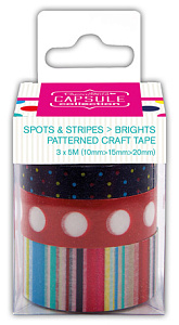 Лента клейкая декоративная с рисуком Spots & Stripes Brights