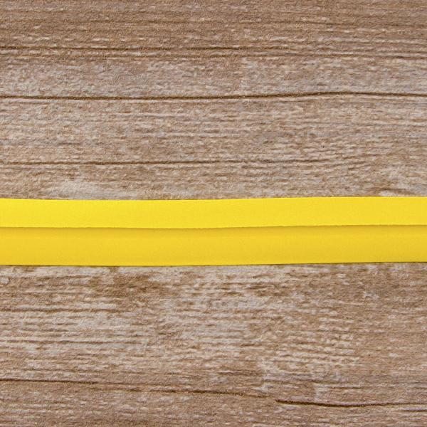 Косая бейка атласная 20 мм, 25 м, цвет 32, желтый. Арт 6260-20мм-32            