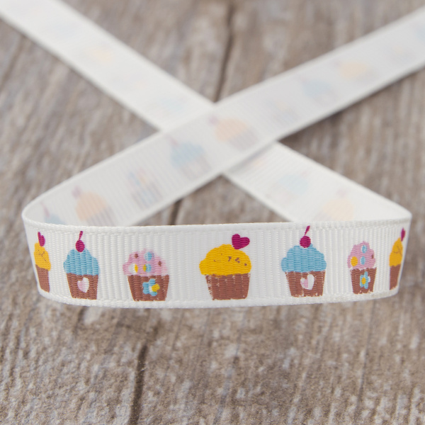 Лента репсовая на картонной мини-катушке "Кексы". Арт VR10.501