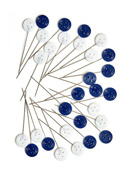Булавки портновские с головками-пуговичками, цвет синий и белый, 47 мм, 30 шт. Арт HGC720.01
