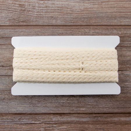 Мерсеризованное хлопковое кружево, 24 мм, шампань. Арт 2128/72