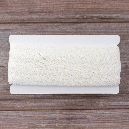 Мерсеризованное хлопковое кружево, 28 мм, белый. Арт 2121/01