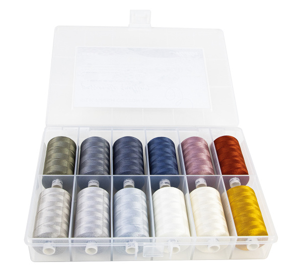 Набор с нитками Silk-Finish Cotton "Лоскутное шитье" в подарочной упаковке, 12 катушек. Арт SFC40PASSION-KIT