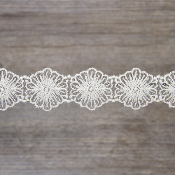 Кружево-вышивка на тюле, 17 мм, 13,5 м. Арт 41689/01