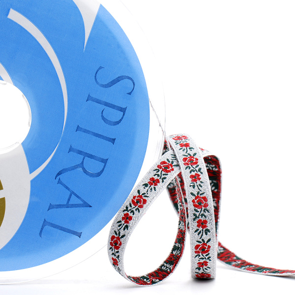 Лента жаккардовая с люрексом SAFISA, 10 мм, 15 м, цвет 05. Арт 9212-10мм-05