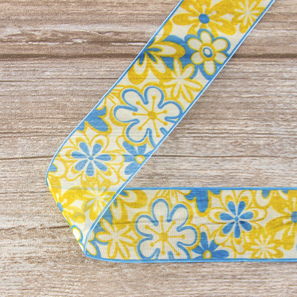 Лента органза с напечатанным рисунком SAFISA, 40 мм, 15 м, цвет 03. Арт 25253-40мм-03           