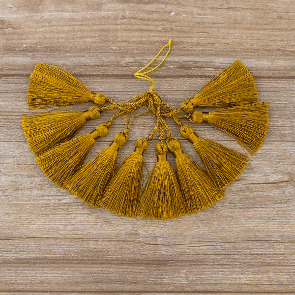 Кисть декоративная на шнуре, длина 60 мм, цвет ярко-коричневый. Арт KY - 04-col.PE - 16/35