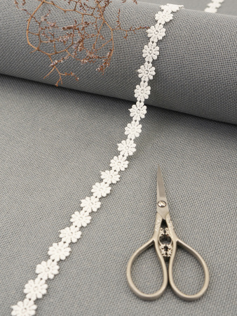 Кружево гипюр, 18 мм, цвет молочный, 100% полиэстер, 4,5 м. Арт 4GB762.112