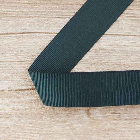 Лента репсовая SAFISA, 25 мм, 25 м, цвет 43 зеленый темный. Арт 350-25мм-43