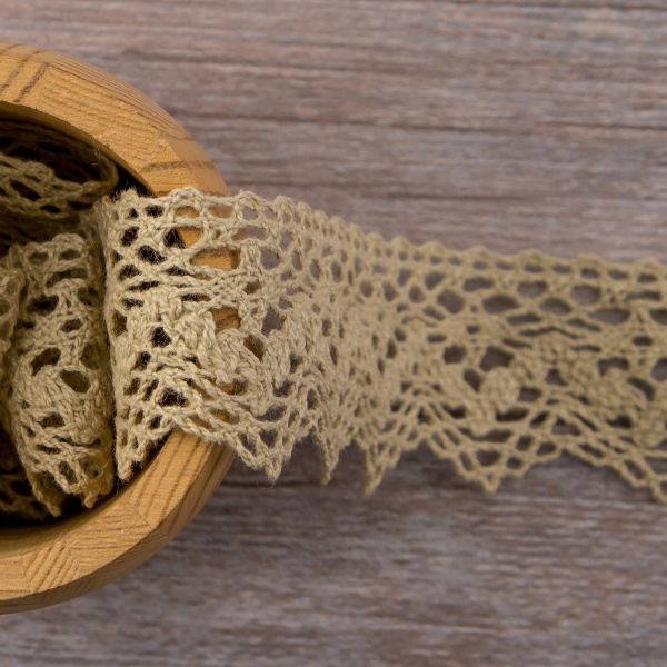Мерсеризованное хлопковое кружево, 40 мм, цвет небеленый. Арт 3121/LA                 
