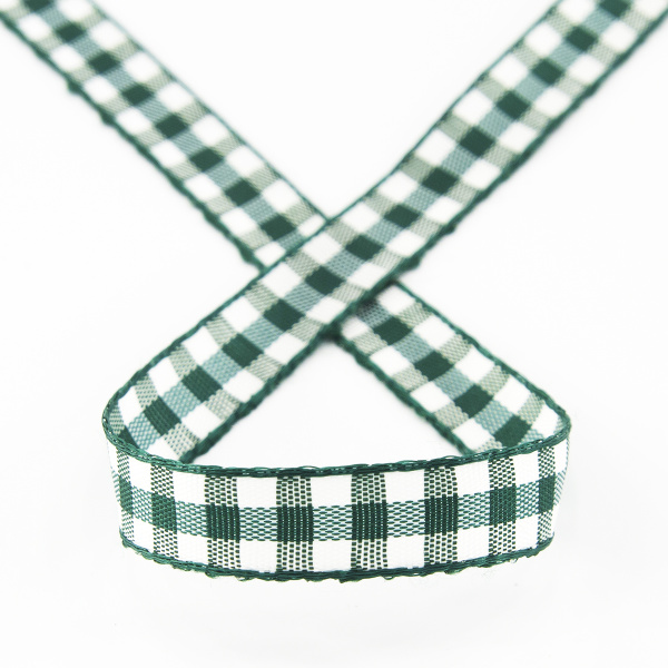 Лента с рисунком клетка SAFISA, 11 мм, 25 м, цвет 43, темно-зеленый. Арт 469-11мм-43             