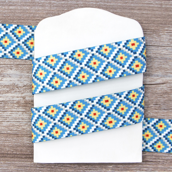 Тесьма ременная декоративная, 30 мм, цвет морской волны 10 м. Арт 35135-30мм-01