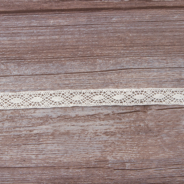 Мерсеризованное хлопковое кружево, 16 мм, шампань. Арт 2109/72