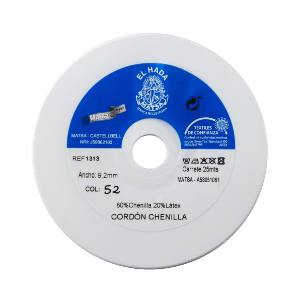 Резинка декоративная "шенилл" 9,2 мм, цвет голубой. Арт 1313/52