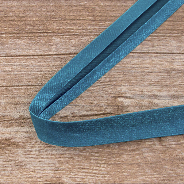 Косая бейка атласная 20 мм, 25 м, цвет 55, малахит. Арт 6260-20мм-55            