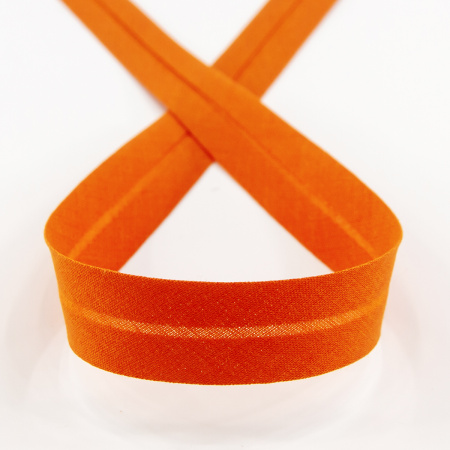 Косая бейка хлопок/полиэстер 20 мм, 25 м, цвет 61, алый. Арт 6120-20мм-61            