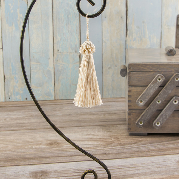 Кисть декоративная на шнуре, длина 95 мм, цвет абрикосовый. Арт KY - 06-col.PE - 2