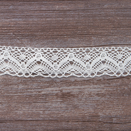 Мерсеризованное хлопковое кружево, 39 мм, белый. Арт 2144/01