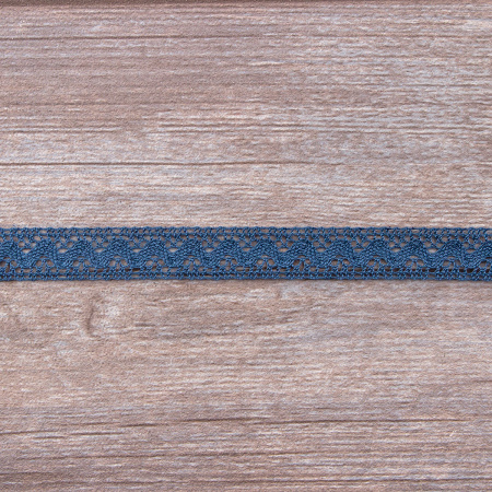 Мерсеризованное хлопковое кружево, 16 мм, цвет джинсово-синий. Арт 2066/89