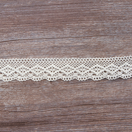 Мерсеризованное хлопковое кружево, 30 мм, шампань. Арт 2123/72