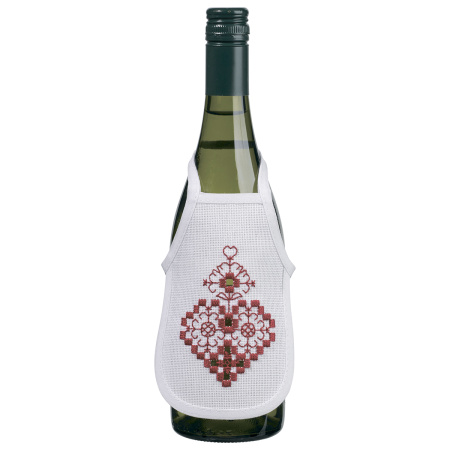 Набор для вышивания фартучков на бутылку в технике харгандер "Красные сердечки". Арт 78-0633