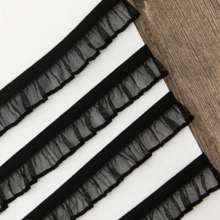 Рюш эластичный PEGA, цвет черный, 14 мм. Арт 821614414H7001          