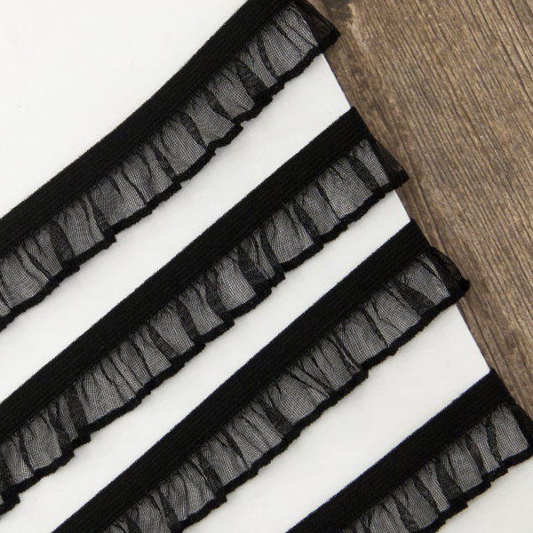 Рюш эластичный PEGA, цвет черный, 14 мм. Арт 821614414H7001          