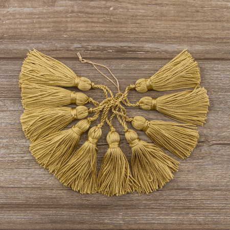 Кисть декоративная на шнуре, длина 70 мм, цвет песочный. Арт KY - 02-col.PE - 3