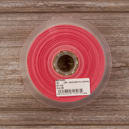 Косая бейка атласная 30 мм, 25 м, цвет 29, ярко-розовый. Арт 6260-30мм-29            