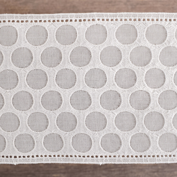 Шитье-вышивка на батисте, прошва, 95 мм, цвет белый. Арт 37195/B