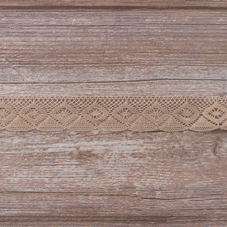 Мерсеризованное хлопковое кружево, 25 мм, цвет серо-бежевый. Арт 2023/27