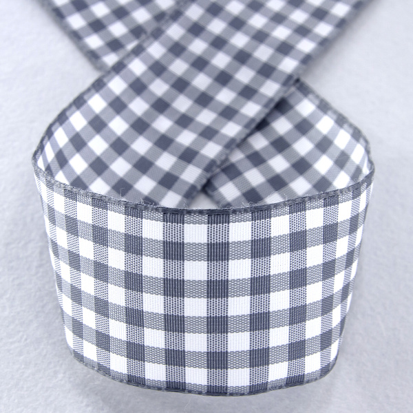 Лента с рисунком клетка SAFISA, 40 мм, 25 м, цвет 68, серый. Арт 469-40мм-68             