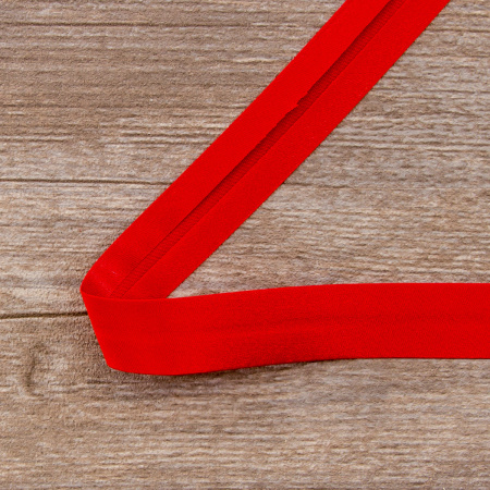 Косая бейка атласная 20 мм, 25 м, цвет 14, красный. Арт 6260-20мм-14            