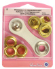Набор люверсов 14 мм с инструментом для установки, цвет золотистый. Арт 438P.14.G        