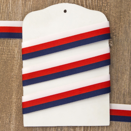 Лента репсовая PEGA, цвет триколор (белый, красный, синий), 20 мм. Арт 812711620DP001