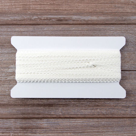 Мерсеризованное хлопковое кружево, 8 мм, цвет белый. Арт 2062/01