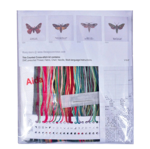 Набор для вышивания "Гусеницы и бабочки", канва аида (черная) 16 ct. Арт 587.05