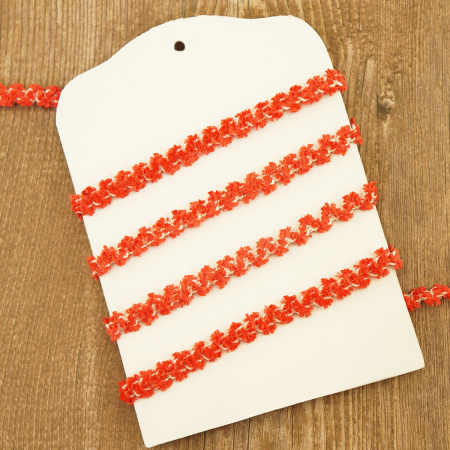 Резинка декоративная "шенилл" 9,2 мм, цвет красный. Арт 1313/128